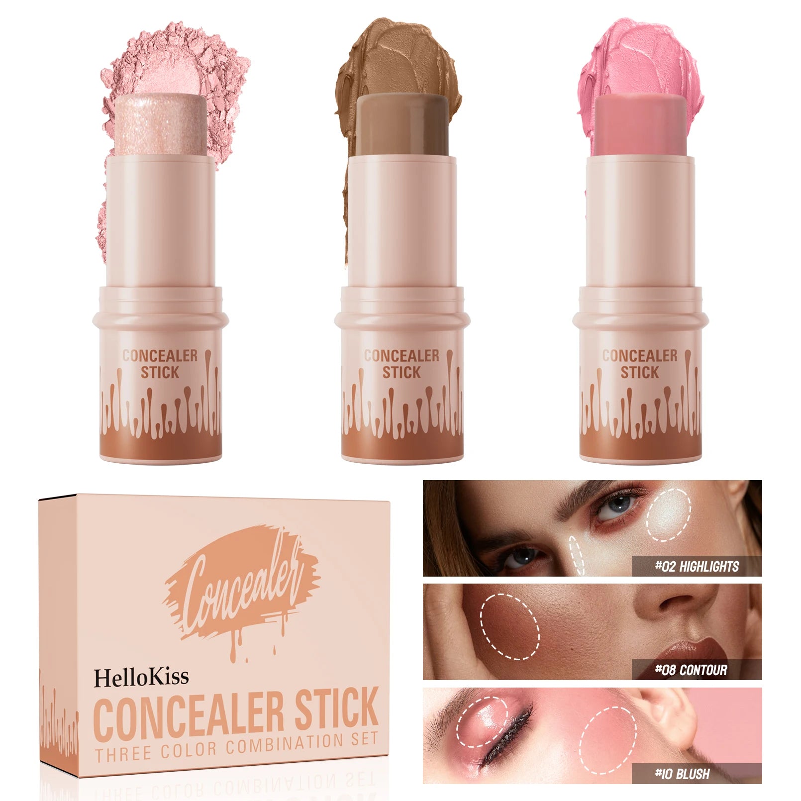 3-Piece Face Contouring and Highlighting Makeup Set - 1