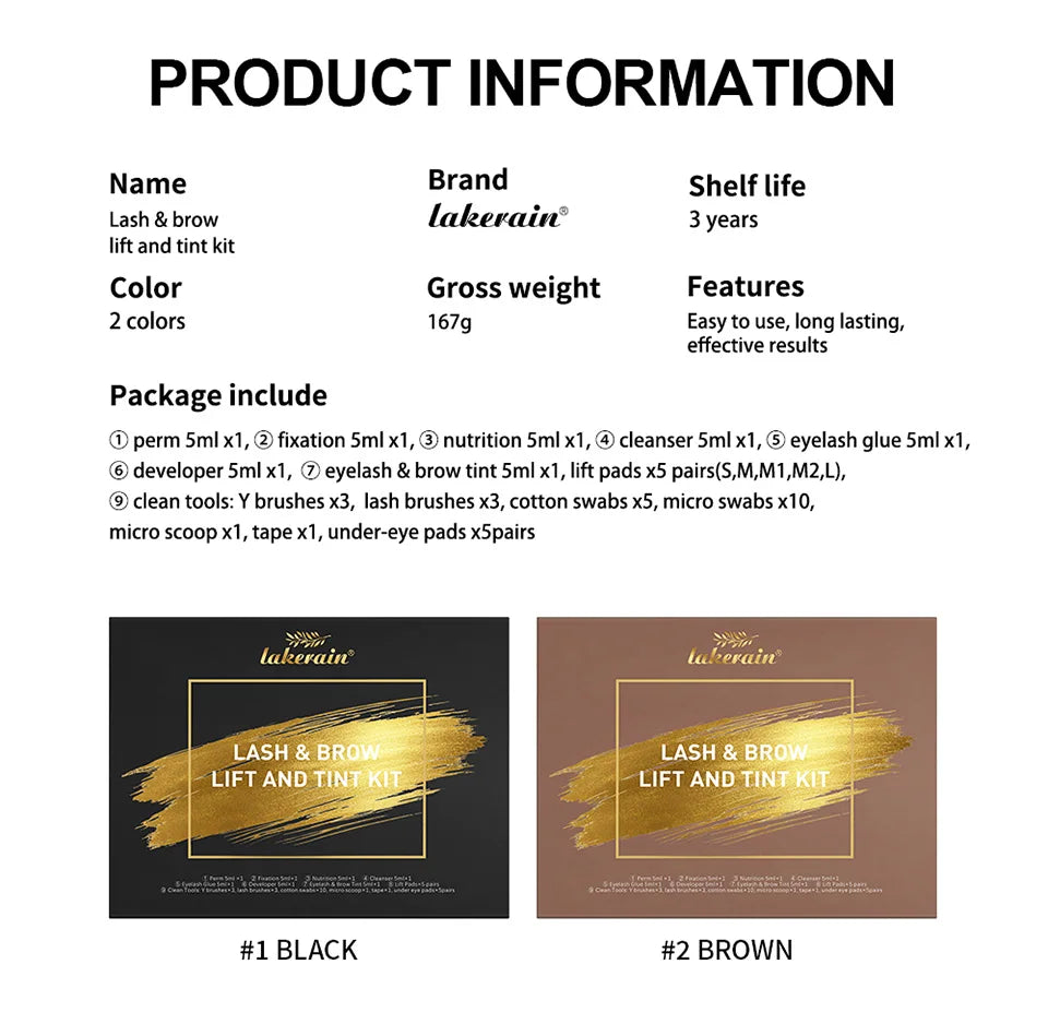 Professional Lash Lift and Brow Tint Kit for Salon Results