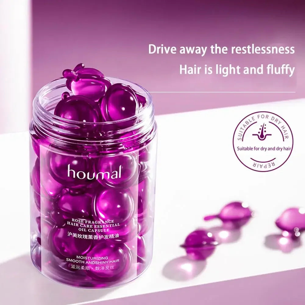 Rose Essential Oil Hair Repair Capsules for Dry Frizzy Hair