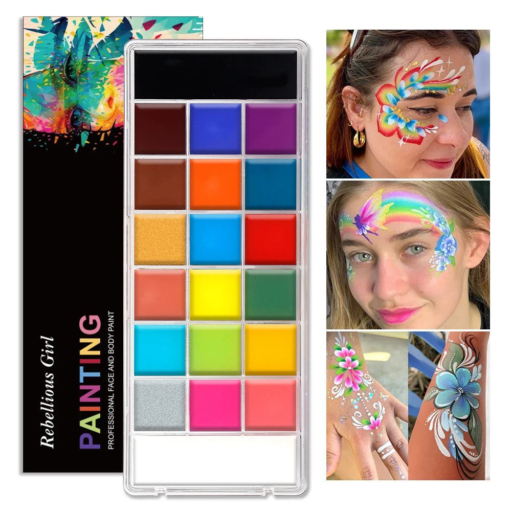 20-Color Professional Face and Body Painting Palette