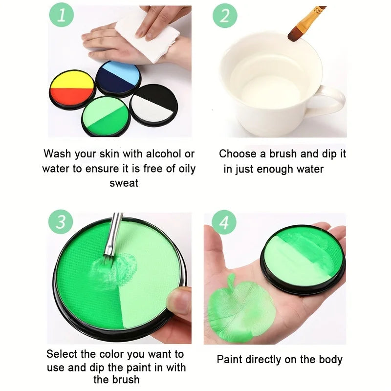 Double Color Face and Body Paint for Parties and Festivals