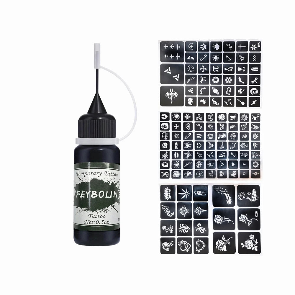 Temporary Tattoo Ink Kit with Stencils