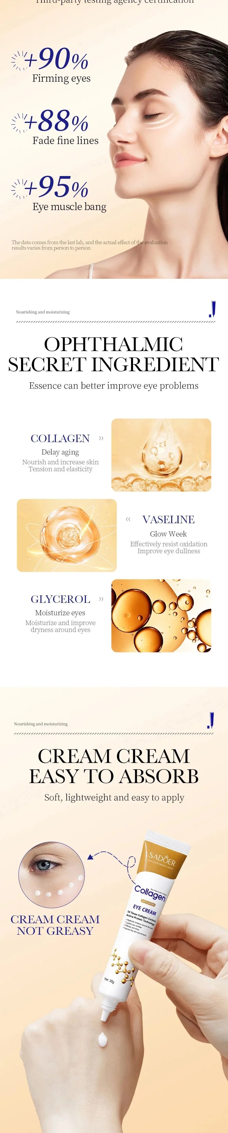 Collagen Anti-Aging Eye Cream for Dark Circles and Puffiness