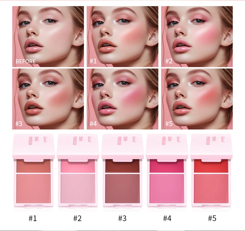 2-in-1 Cream and Powder Face Blush Duo