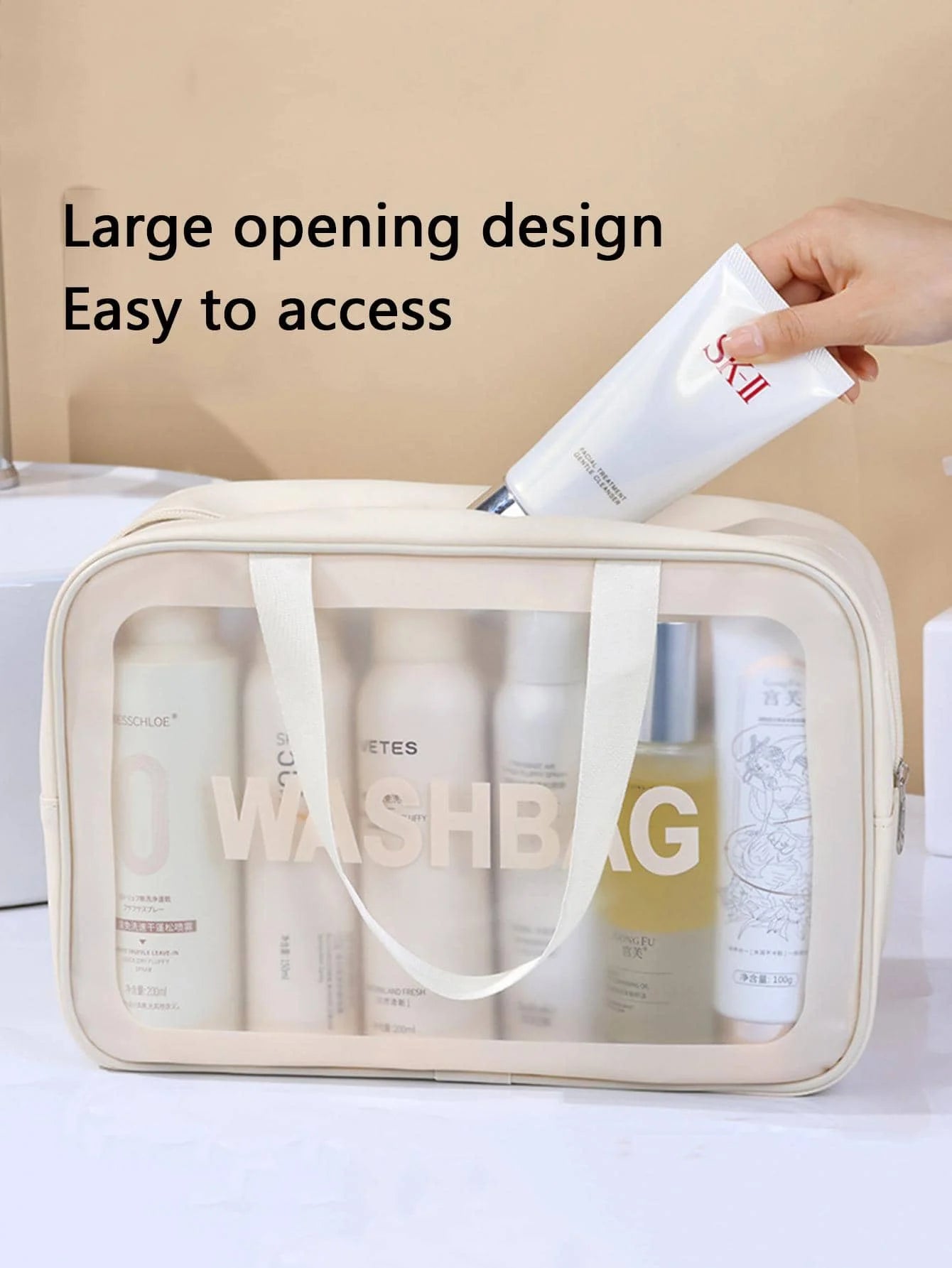 Waterproof Transparent Large Capacity Cosmetic Travel Bag - 7