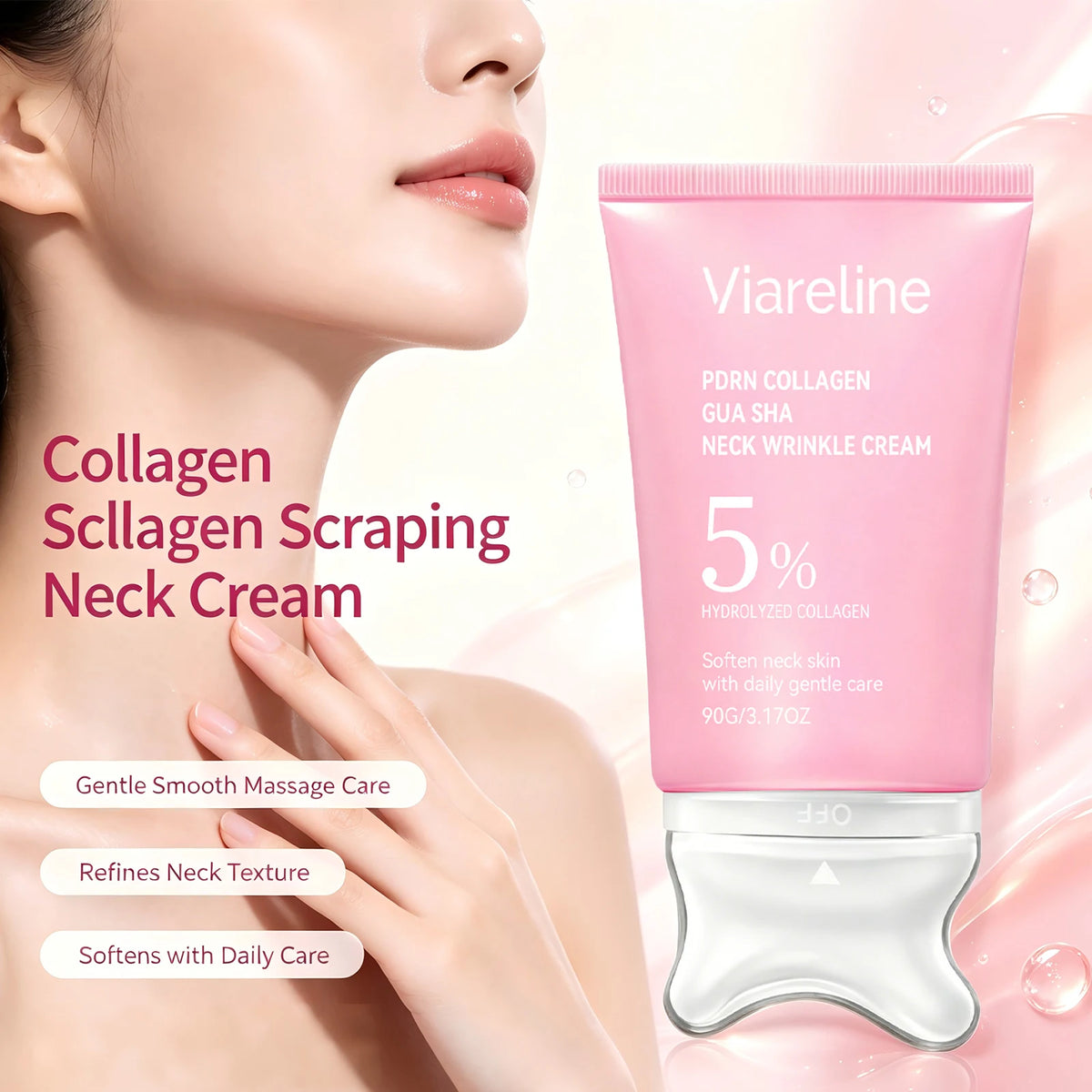 Firming Collagen Neck Cream with Gua Sha Massage Applicator