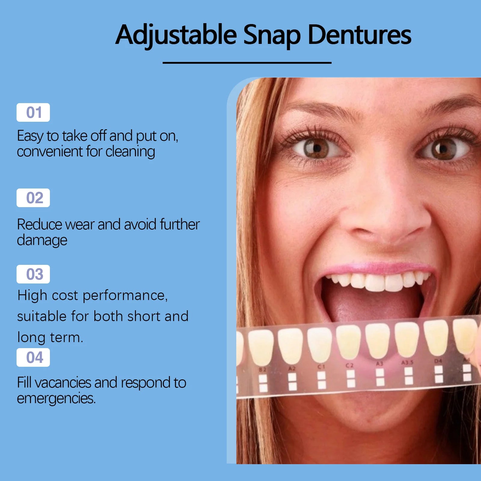 Adjustable Snap-On Cosmetic Dentures for Instant Perfect Smile - 15
