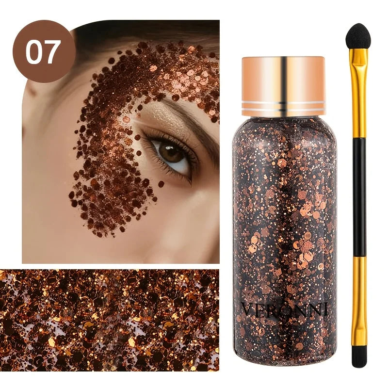 Face and Body Glitter Makeup Set with Application Brush
