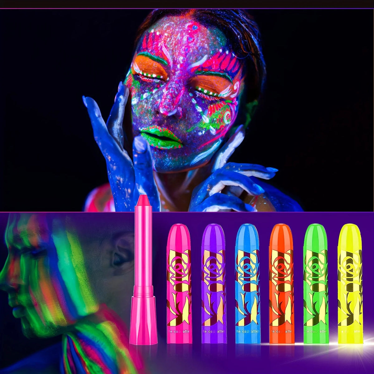 UV Neon Glow-in-the-Dark Face and Body Paint Kit