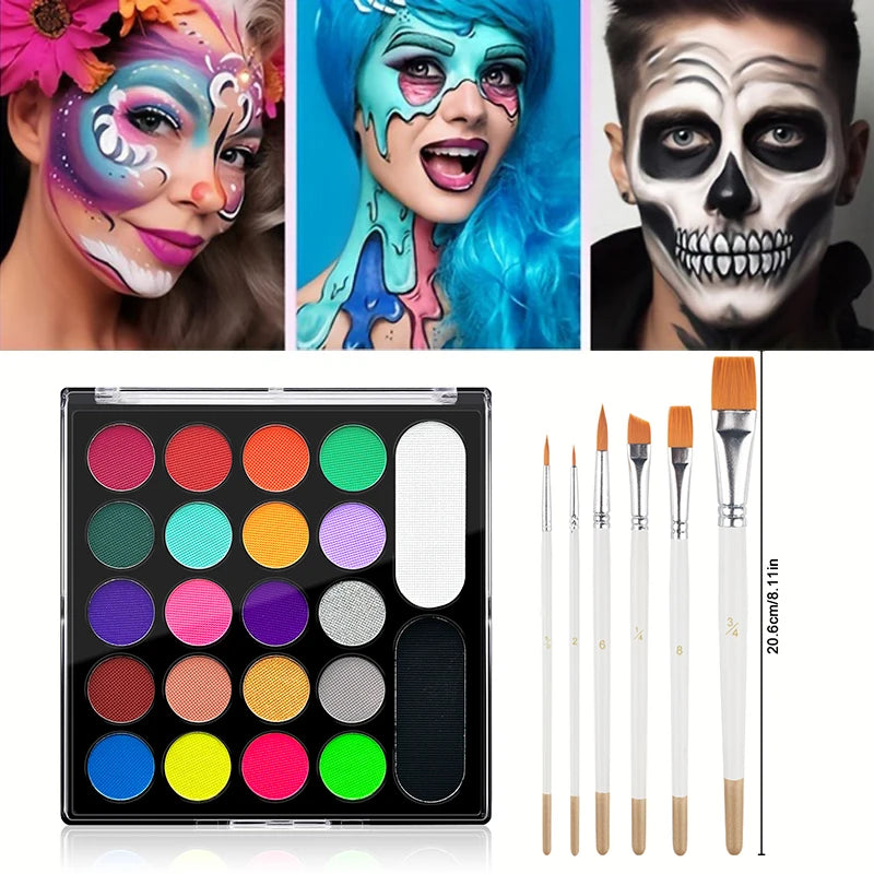 22-Color Professional Neon Face and Body Paint Palette