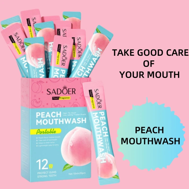 Portable Peach Flavored Mouthwash Sachets for Fresh Breath