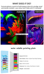10-Color UV Glow Face and Body Paint Palette