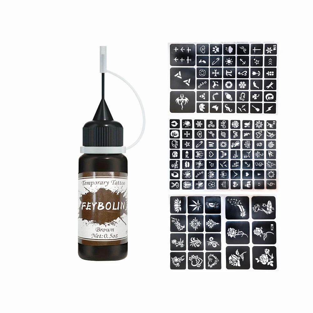 Temporary Tattoo Ink Kit with Stencils