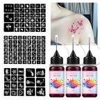 Temporary Tattoo Ink Kit with Stencils for DIY Body Art