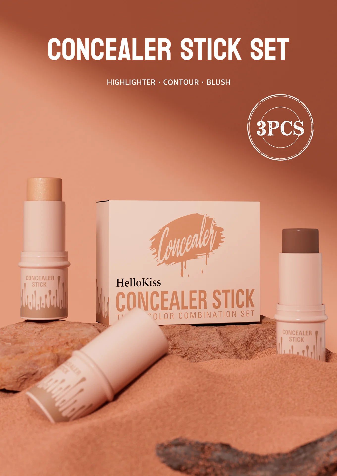 3-Piece Face Contouring and Highlighting Makeup Set - 7