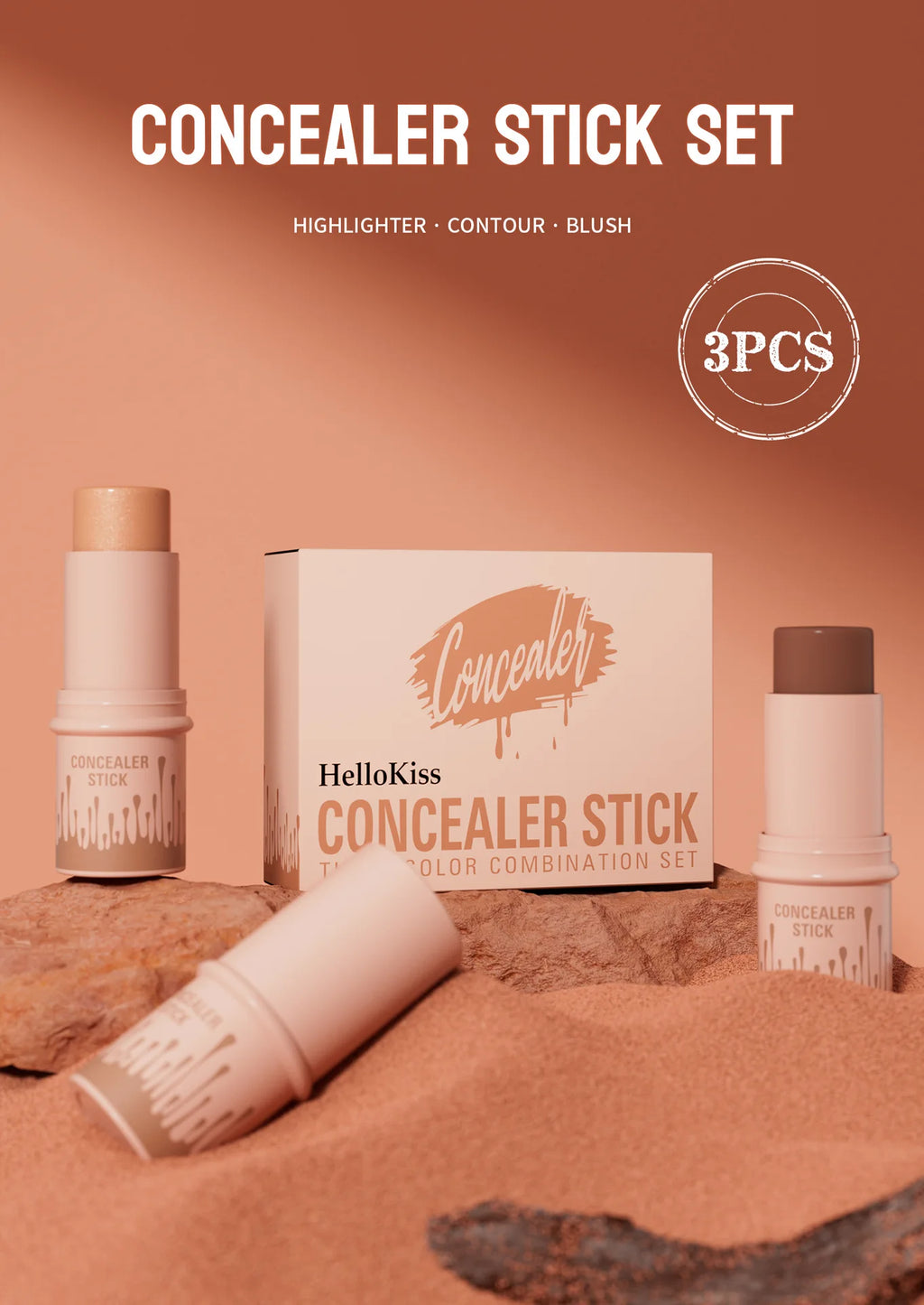 3-Piece Face Contouring and Highlighting Makeup Set