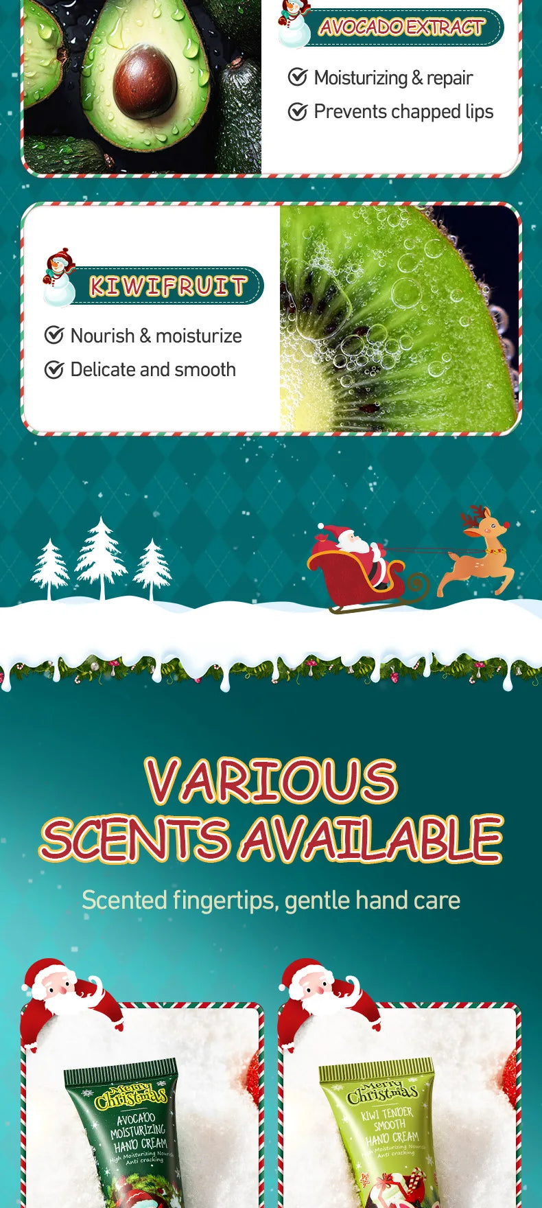 Christmas Moisturizing Hand Cream and Lip Balm Gift Set