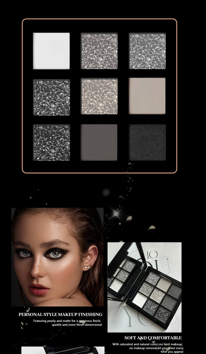 9-Color Smoky Matte and Shimmer Eyeshadow Palette