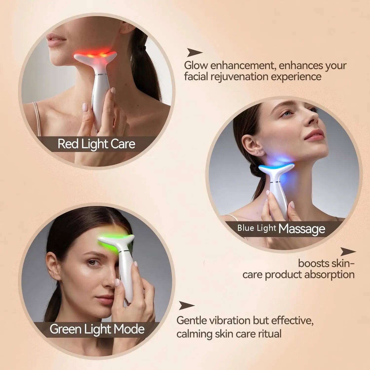 3-in-1 LED Light Therapy Facial Sculpting and Lifting Massager - 3
