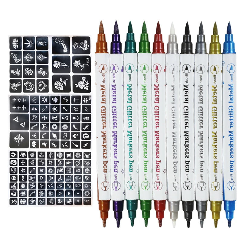 Temporary Body Art Tattoo Marker Pen Set
