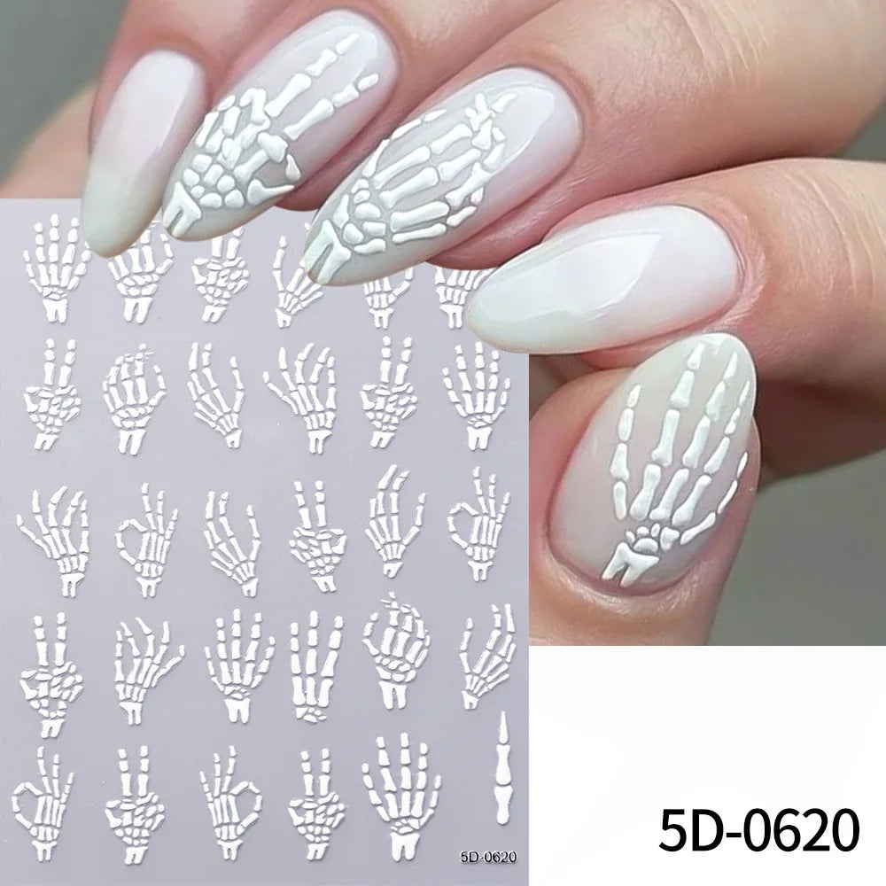5D Halloween Spider Nail Art Stickers for Spooky Manicures