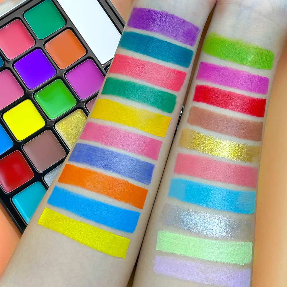Professional Multi-Color Face and Body Paint Palette - 12