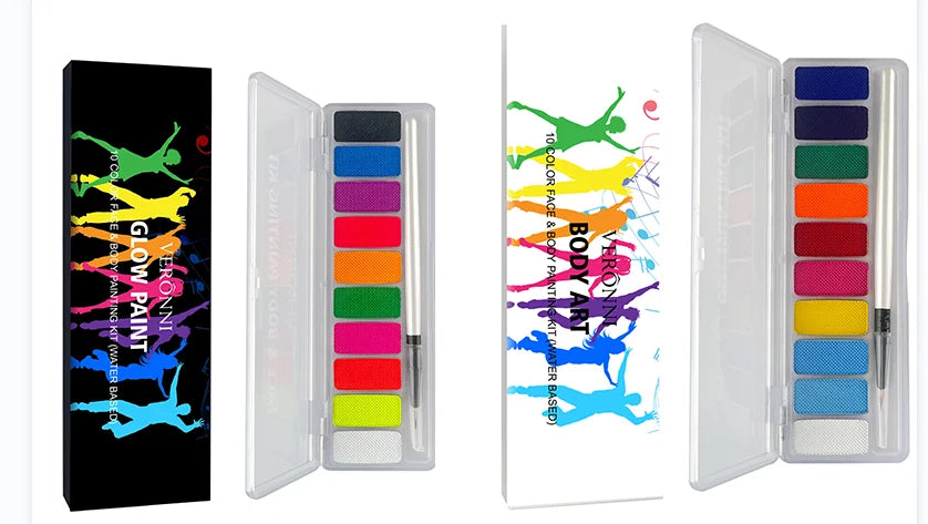 10-Color UV Glow Face and Body Paint Palette - 18