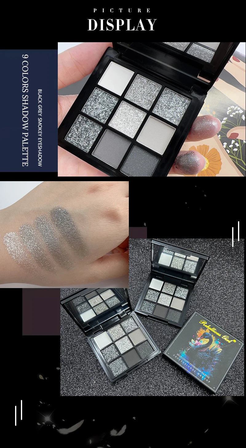 9-Color Smoky Matte and Shimmer Eyeshadow Palette