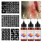 Temporary Tattoo Ink Kit with Stencils for DIY Body Art