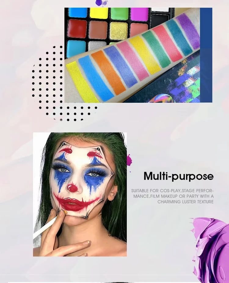 22-Color Professional Face and Body Paint Palette for Costumes - 8