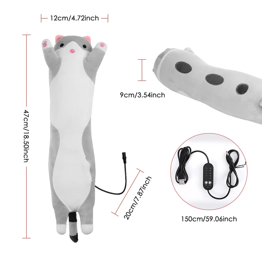 USB Heated Cat Plush Pillow for Hand Warming and Relaxation