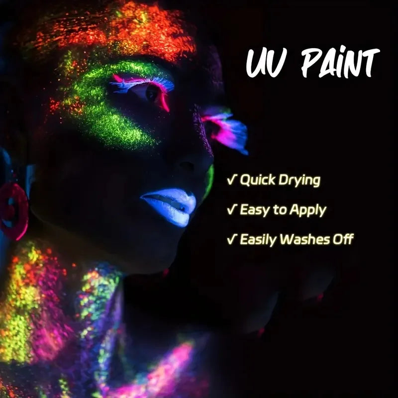 Neon UV Glow Face and Body Paint for Parties and Festivals - 13