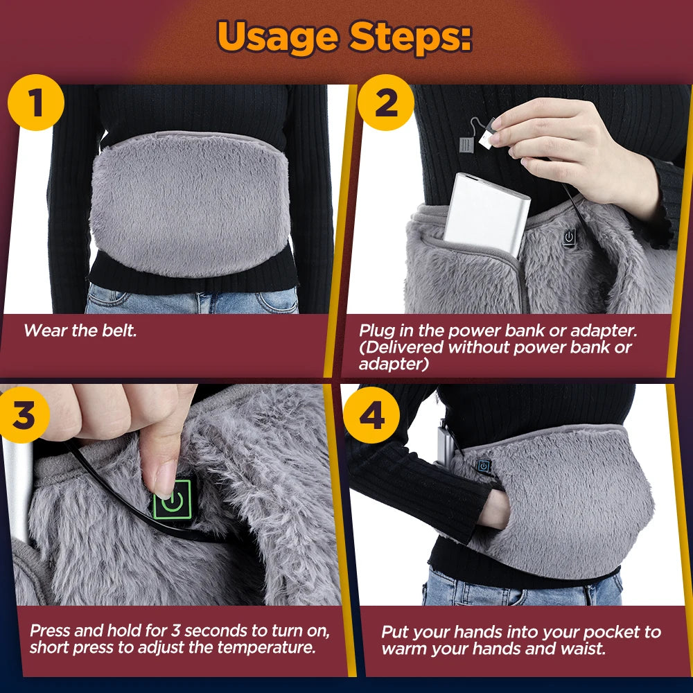 Electric Heating Waist Belt and Hand Warmer for Pain Relief