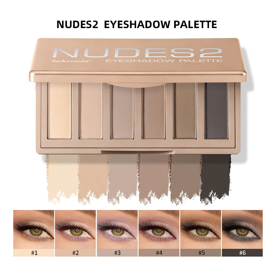 6-Color Matte Neutral Eyeshadow Palette with Brush Set
