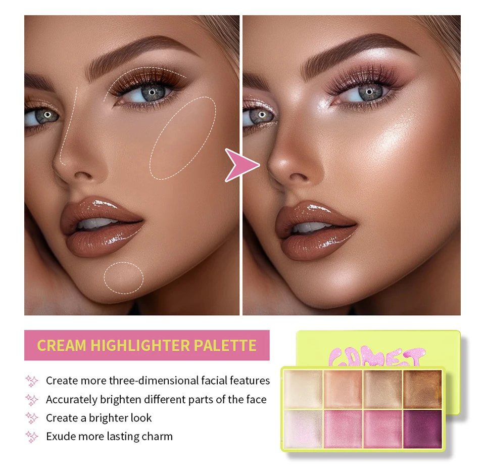 8-Color Cream Contour, Blush and Highlighter Palette