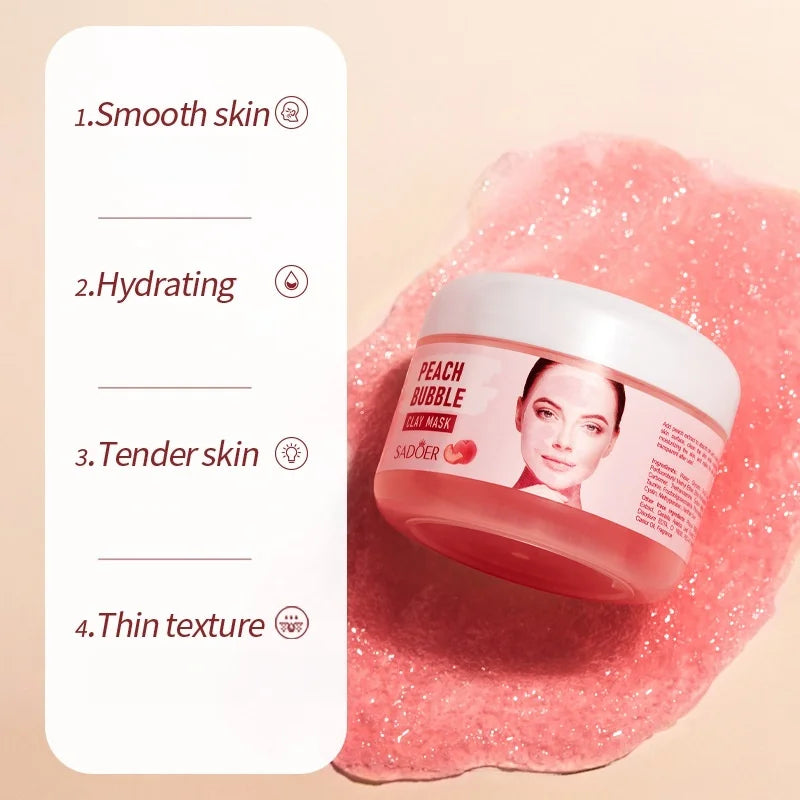 Hydrating Peach Bubble Clay Face Mask for Smooth Skin - 3