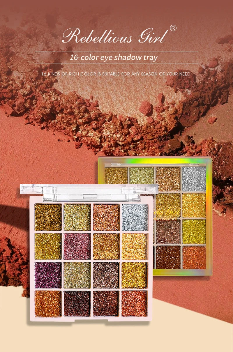16-Color Glitter Sequin Eyeshadow Palette for Shimmer Makeup