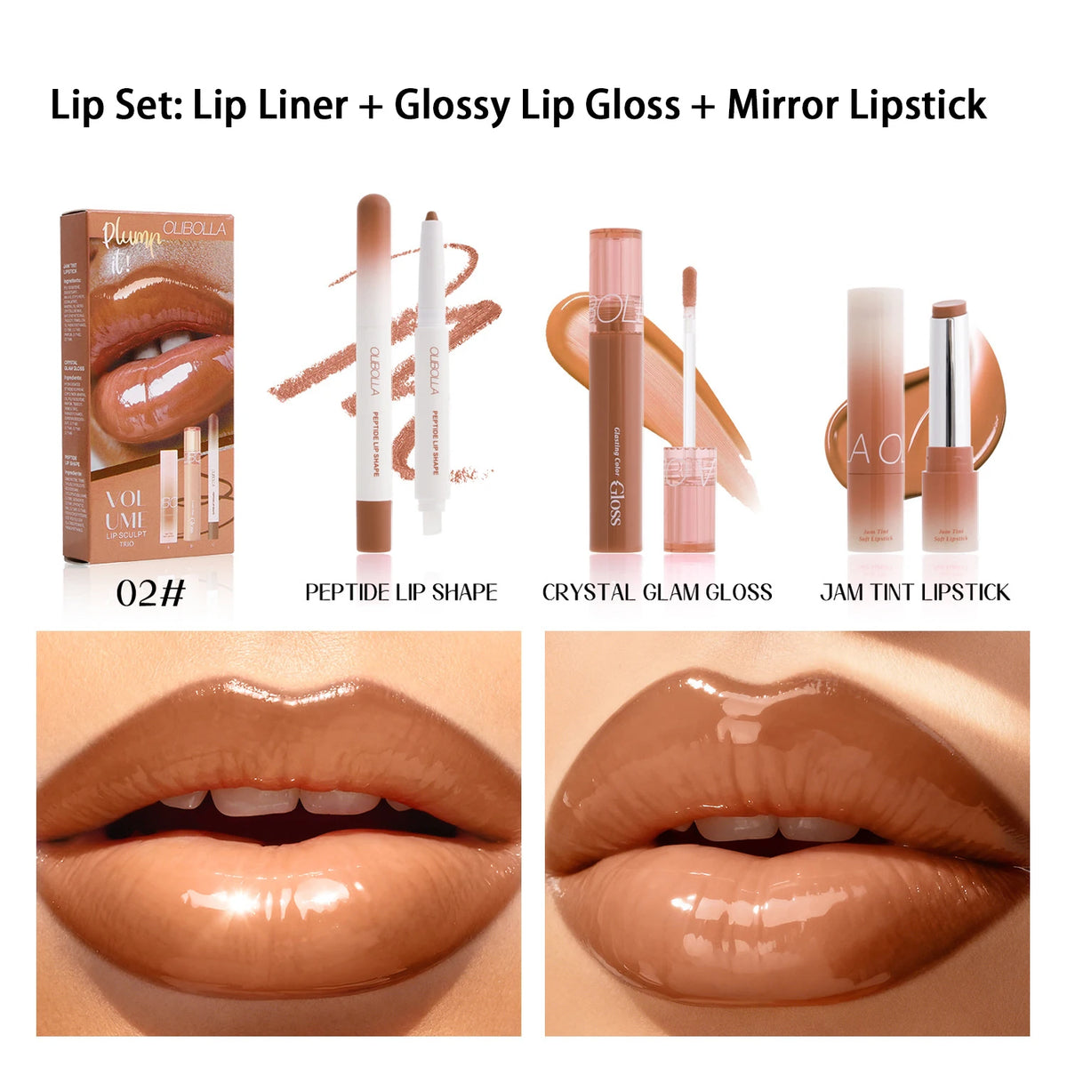 3-Piece High-Shine Plumping Lip Gloss and Liner Set