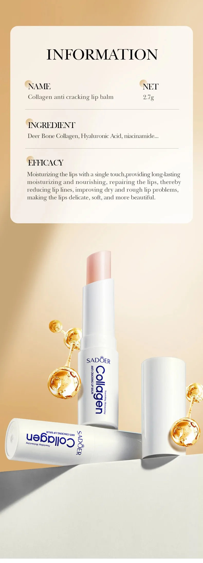 Hydrating Collagen Lip Balm for Chapped Lips - 7