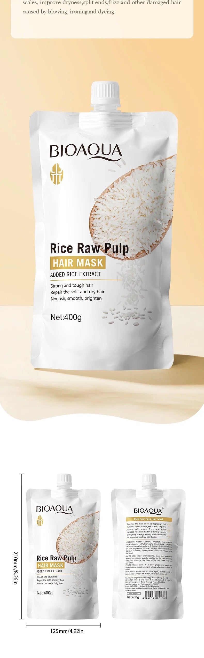 Deep Repair Rice Extract Hair Mask for Damaged Hair