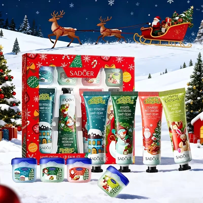 Christmas Moisturizing Hand Cream and Lip Balm Gift Set - 7
