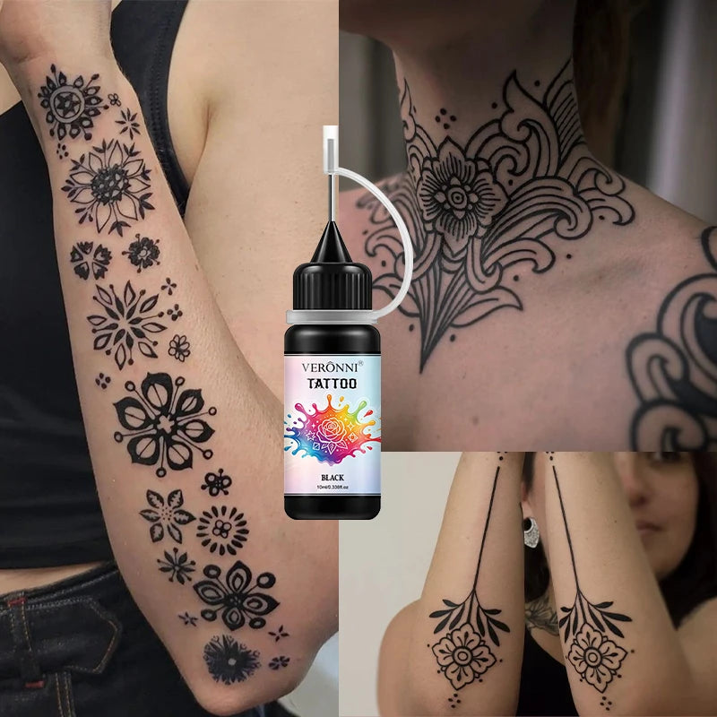 Temporary Tattoo Ink Kit with Stencils for DIY Body Art - 10