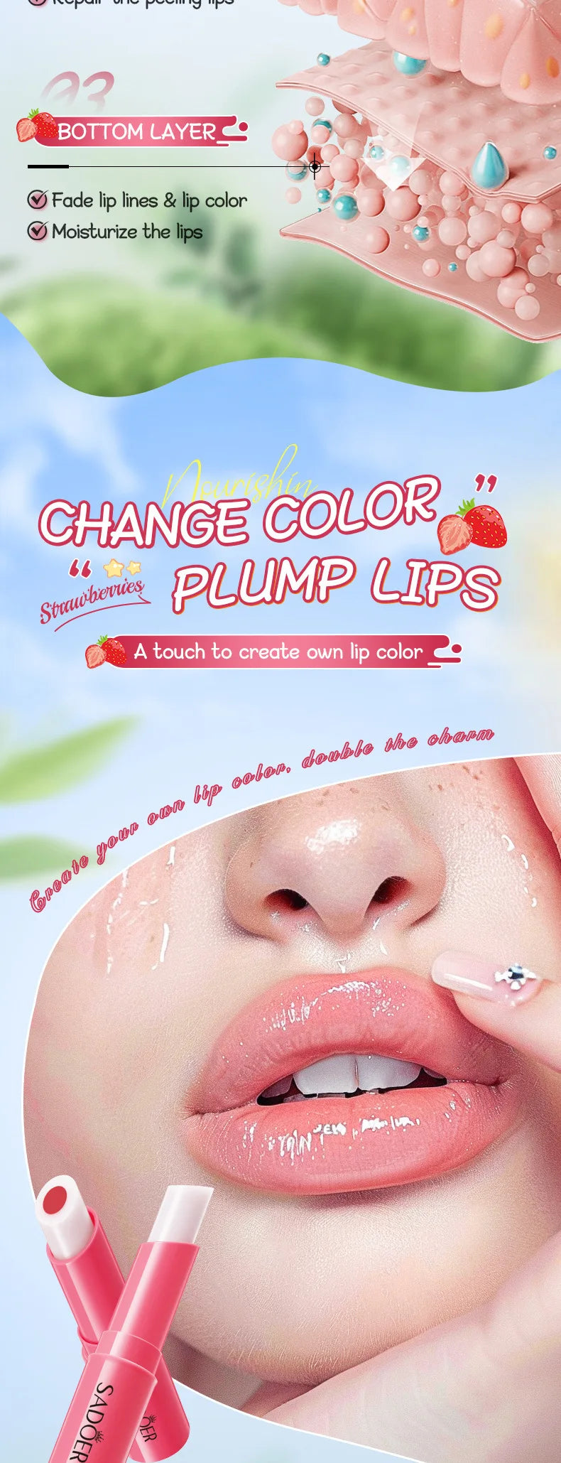 Color-Changing Fruit Moisturizing Lip Balm