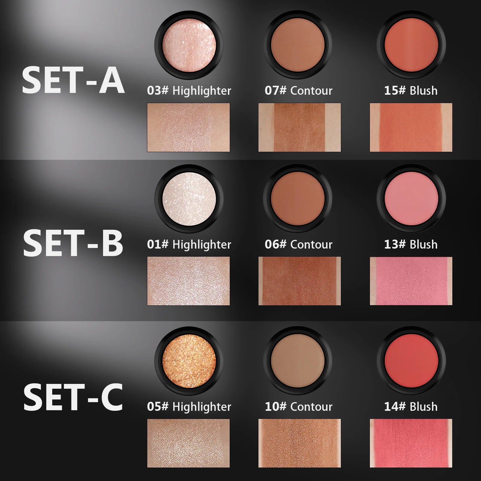 3-Piece Cream Contouring and Highlighting Makeup Stick Set