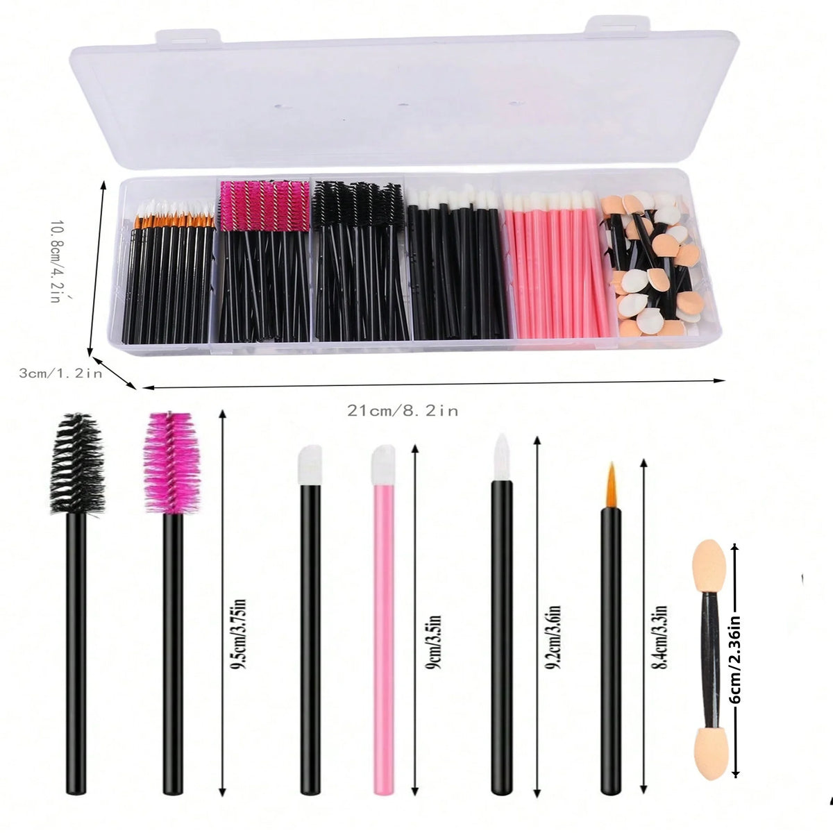300-Piece Disposable Makeup Applicator and Brush Set with Storage Case