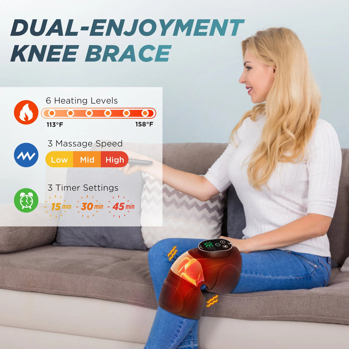 Heated Vibration Massage Wrap for Knee, Shoulder and Elbow