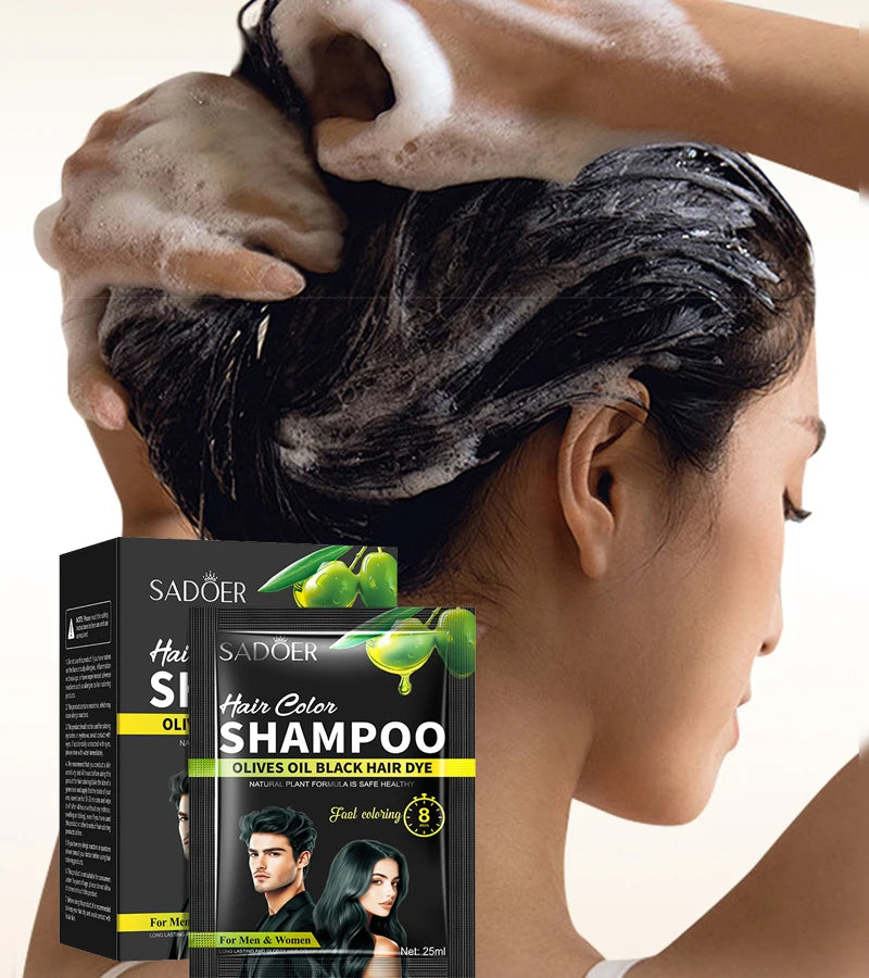 Instant Black Hair Dye Shampoo for Gray Hair Coverage - 6