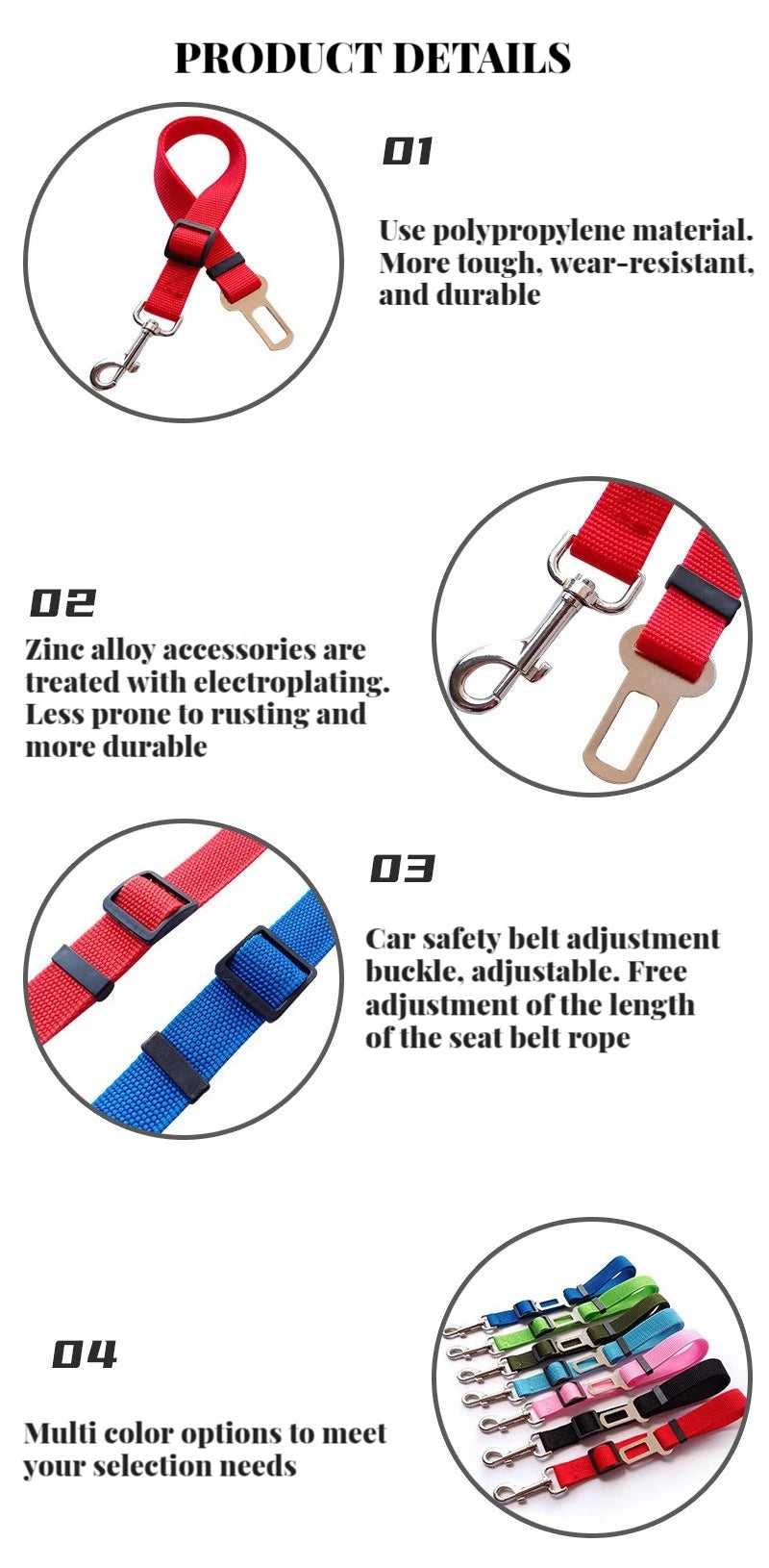 Adjustable Safety Seat Belt for Dogs and Cats