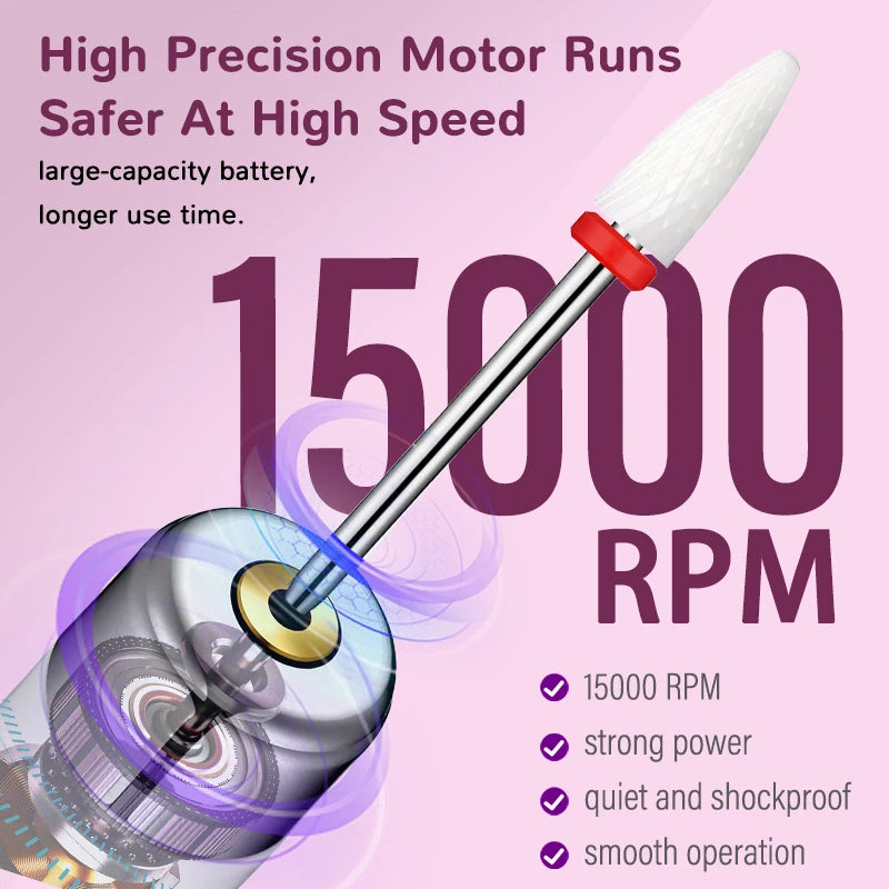 Professional Rechargeable Electric Nail Drill File Kit