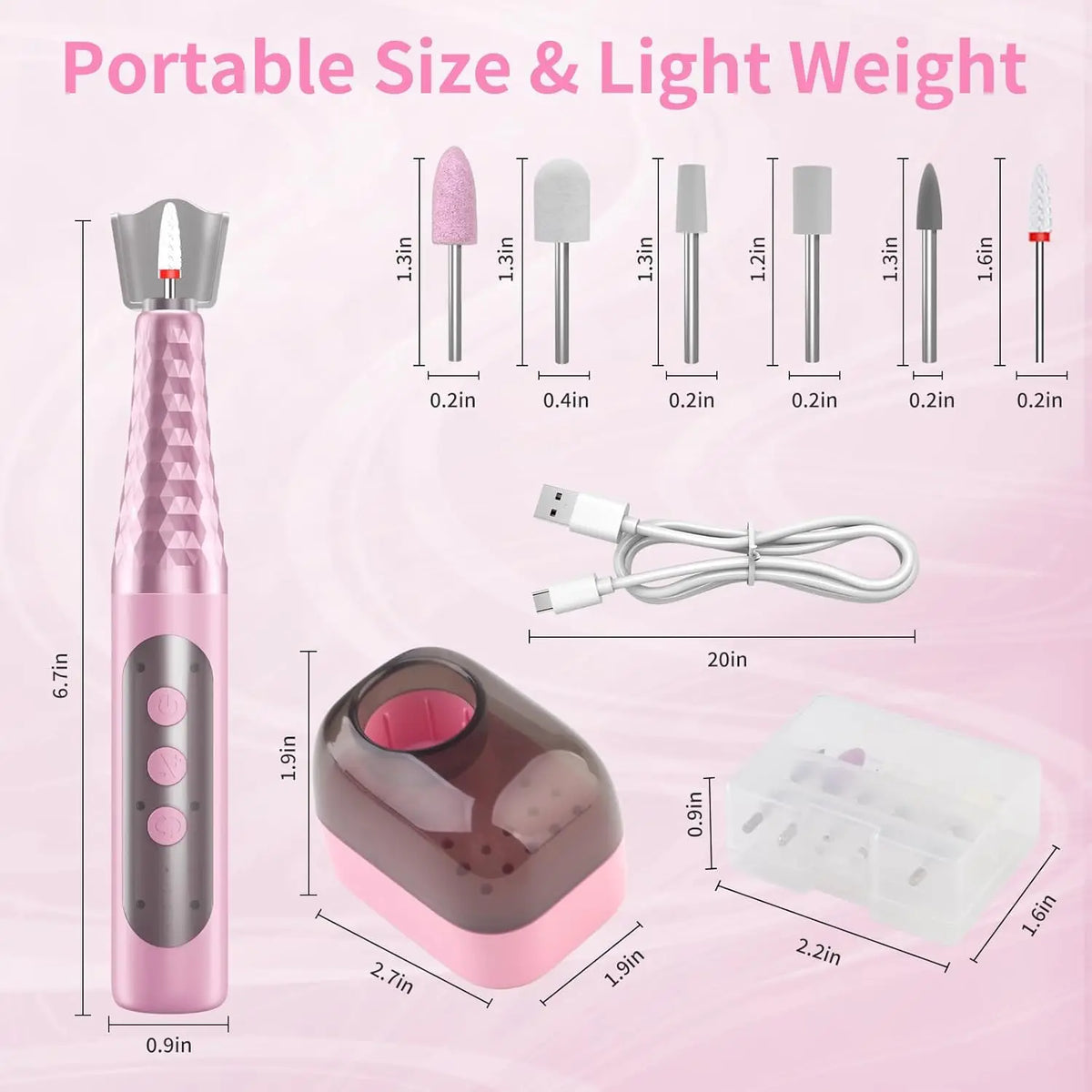 Portable Cordless Electric Nail Drill Kit